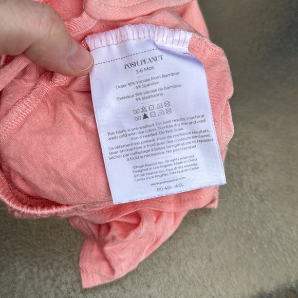 Posh Peanut peach colored bamboo ruffled romper size 3-6M - Picture 3 of 4